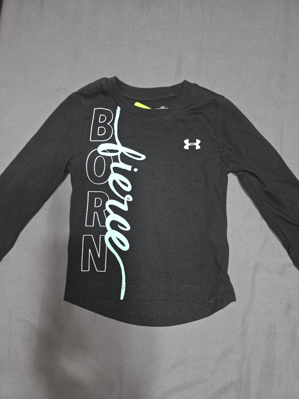 Under Armour Black Long Sleeve 'Born Fierce' Tee with Mint Graphic